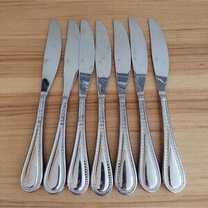 (7) Gourmet Settings Promise Nouveau Beaded  9.5" Dinner Knives 18/10 Stainless